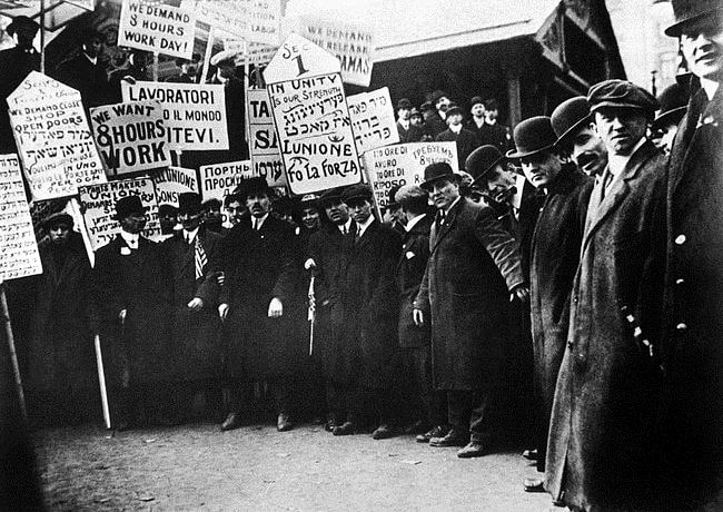 Garment workers on strike, New York City, circa 1913