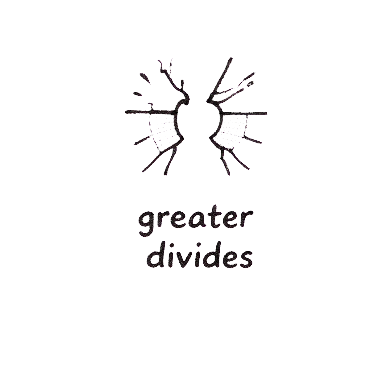 Icon of a splitting circle representing greater divides.
